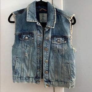Distressed jean vest